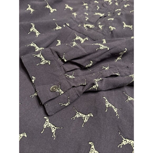 Talbots Dalmatian 3/4 Button Front Shirt Womens Blue Pleated Long Sleeve Size 2P - Picture 8 of 8